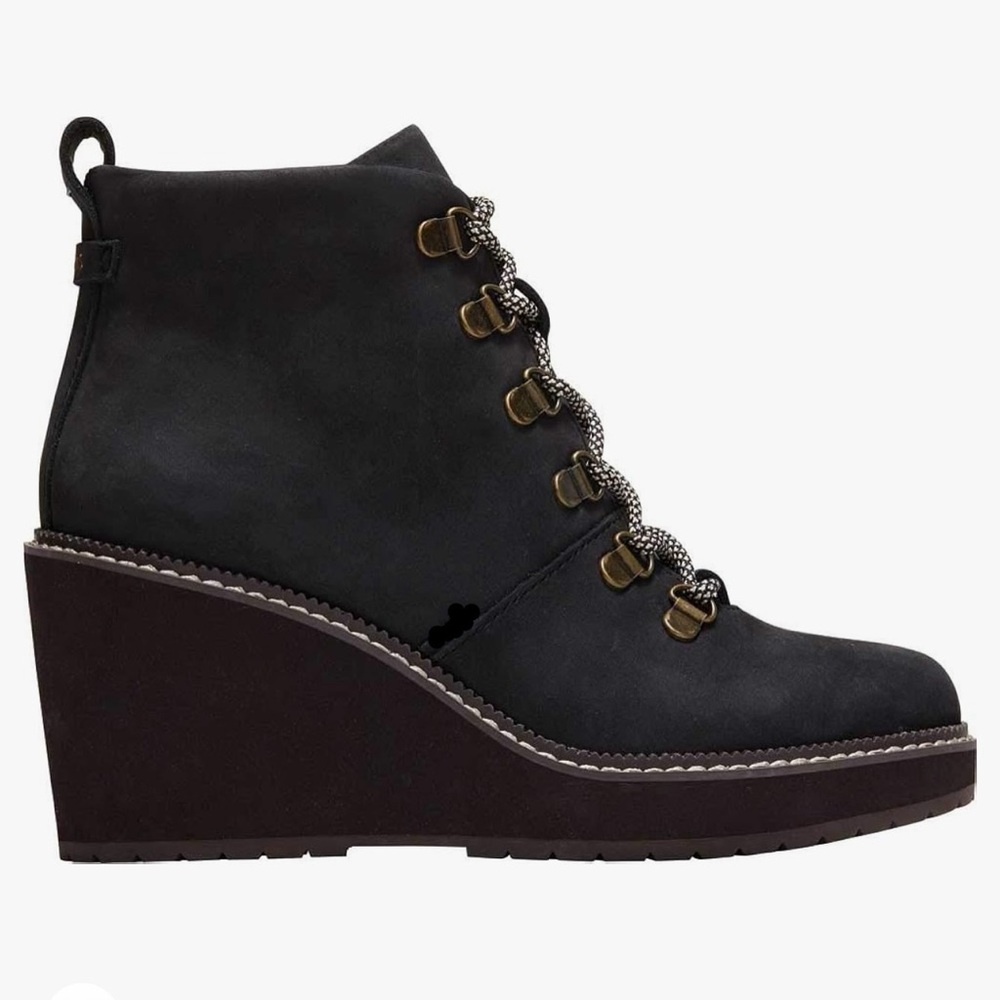 Toms black Melrose bootie wedge boot size 9.5 like new